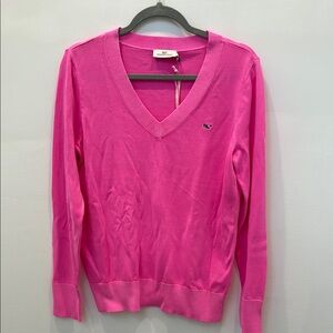 Vineyard Vines Bright Pink V-Neck Sweater